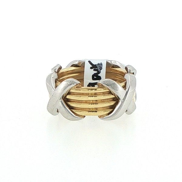 Platinum/18K Yellow "X" Band by Jeff Cooper Dickinson Jewelers Dunkirk, MD