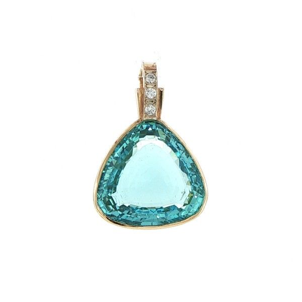 14K Yellow Diamond and Aquamarine Pendant Dickinson Jewelers Dunkirk, MD