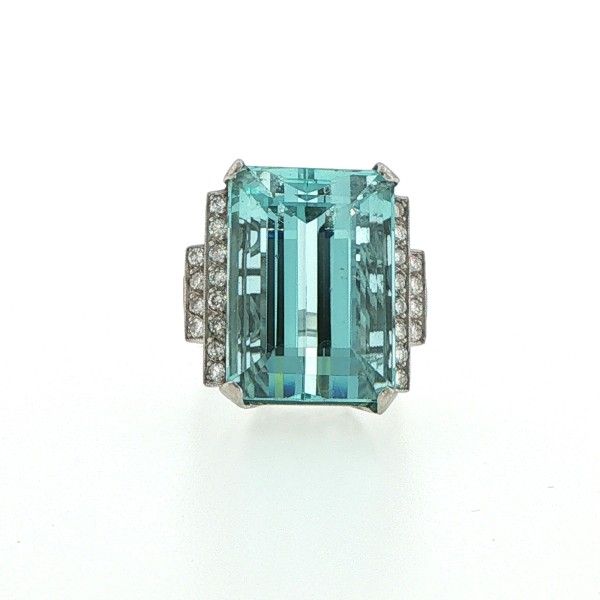 Platinum Diamond and Aquamarine Ring Dickinson Jewelers Dunkirk, MD
