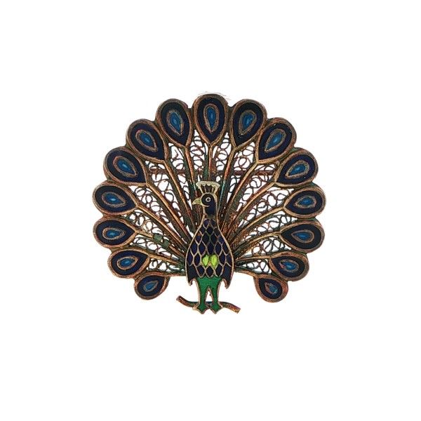 Silver Multi Color Enamel Peacock Brooch Dickinson Jewelers Dunkirk, MD