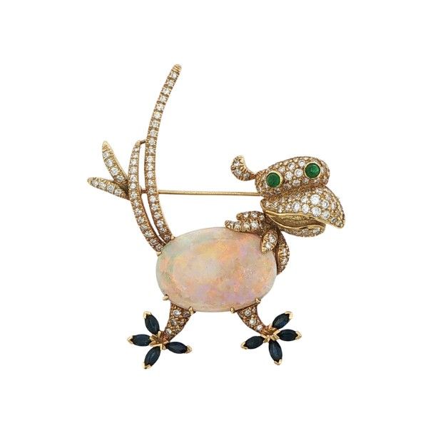 18K Yellow "Kurt Wayne" Whimsical Opal Brooch Dickinson Jewelers Dunkirk, MD