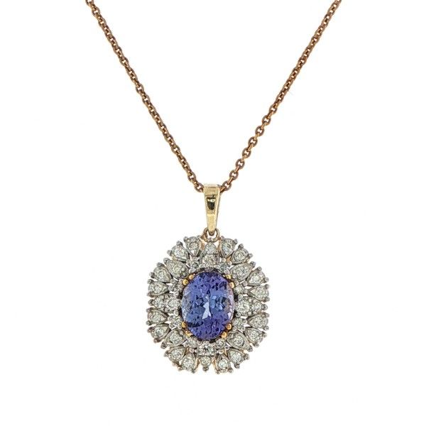 14K Yellow Oval Sapphire and Diamonds Pendant Dickinson Jewelers Dunkirk, MD