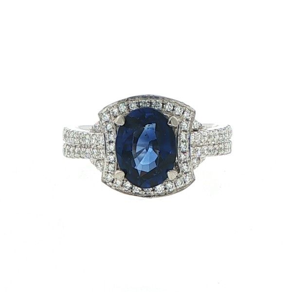 Estate Platinum Oval Sapphire and Diamonds Ring Dickinson Jewelers Dunkirk, MD