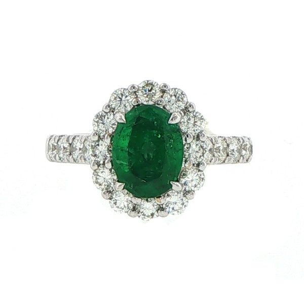 18Kt White Diamonds and Emerald (1.41ct) Ring Dickinson Jewelers Dunkirk, MD