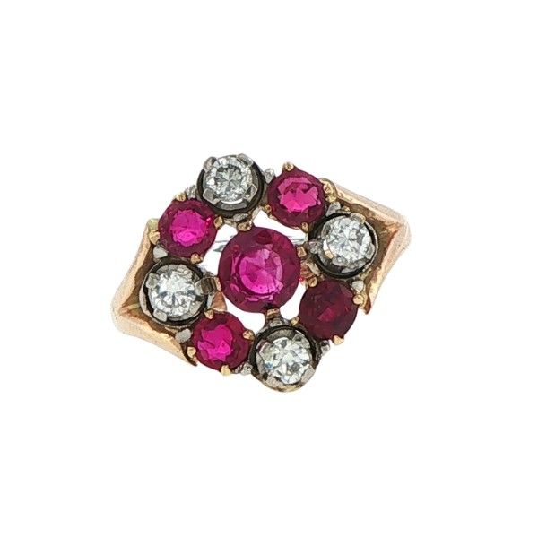 18Kt Yellow Sterling Silver Diamond Ruby Ring Dickinson Jewelers Dunkirk, MD