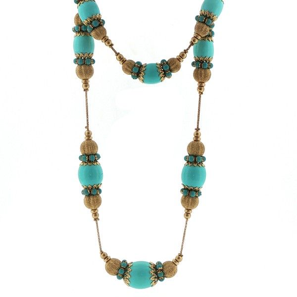 18Kt Yellow Turquoise Necklace and Bracelet Dickinson Jewelers Dunkirk, MD