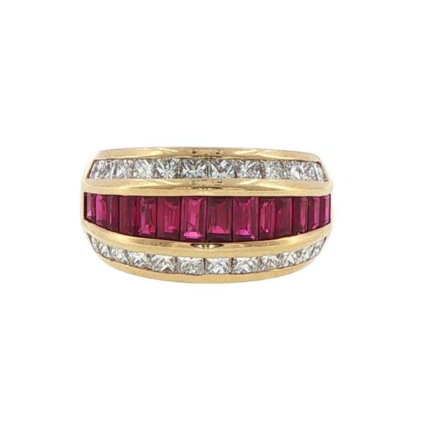 18Kt Yellow Diamond Ruby Ring Dickinson Jewelers Dunkirk, MD