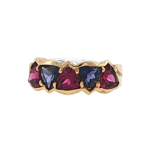 10K Yellow Gold Garnet and Iolite 5-Stone Band Dickinson Jewelers Dunkirk, MD