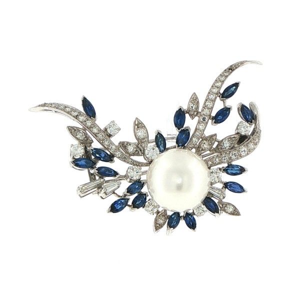 18Kt White Pearl and Diamond Brooch Dickinson Jewelers Dunkirk, MD