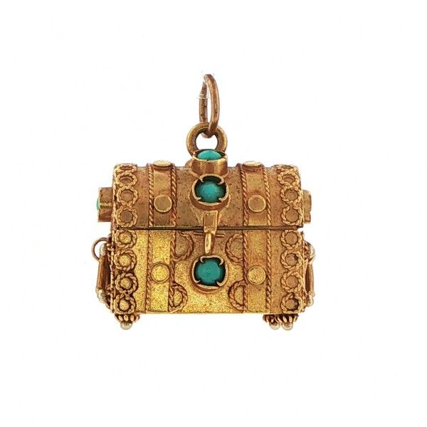 Treasure Chest Charm with Turquoise Dickinson Jewelers Dunkirk, MD