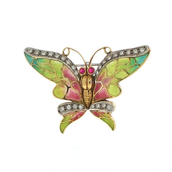 "Pligue a Jour" Butterfly and Diamonds Brooch Dickinson Jewelers Dunkirk, MD