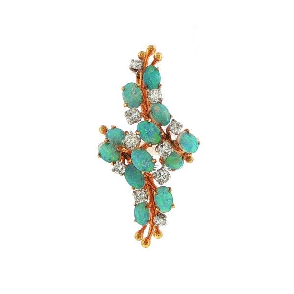 14K Yellow Gold 1cttw Diamonds and Opals Ring Dickinson Jewelers Dunkirk, MD