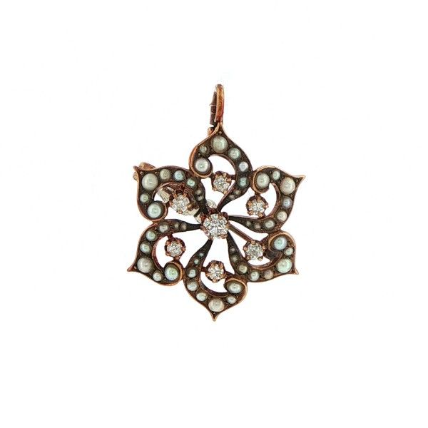 Round Diamonds and Seed Pearls Pin/Pendant Dickinson Jewelers Dunkirk, MD