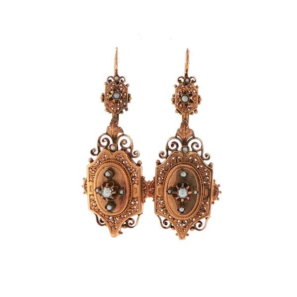 18K Yellow Gold Seed Pearls Victorian Earrings Dickinson Jewelers Dunkirk, MD