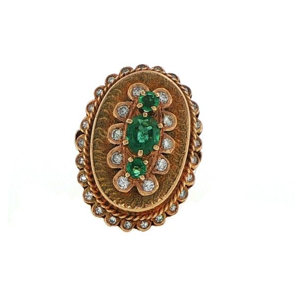 14Kt Yellow Emerald and Diamond Victorian Ring Dickinson Jewelers Dunkirk, MD
