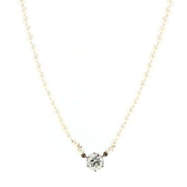14Kt/18Kt White Diamond and Pearl Necklace Dickinson Jewelers Dunkirk, MD