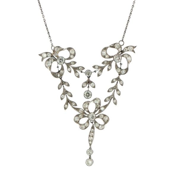 Platinum Art Deco Diamond Necklace Dickinson Jewelers Dunkirk, MD