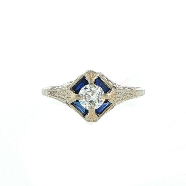 18K White Diamond and Synthetic Sapphire Ring Dickinson Jewelers Dunkirk, MD