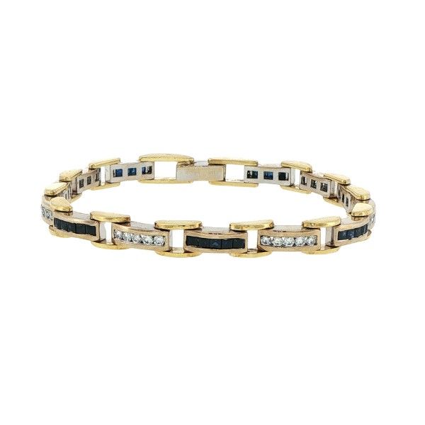 18ktt 2cttw Diamond and Blue Sapphire Bracelet Dickinson Jewelers Dunkirk, MD
