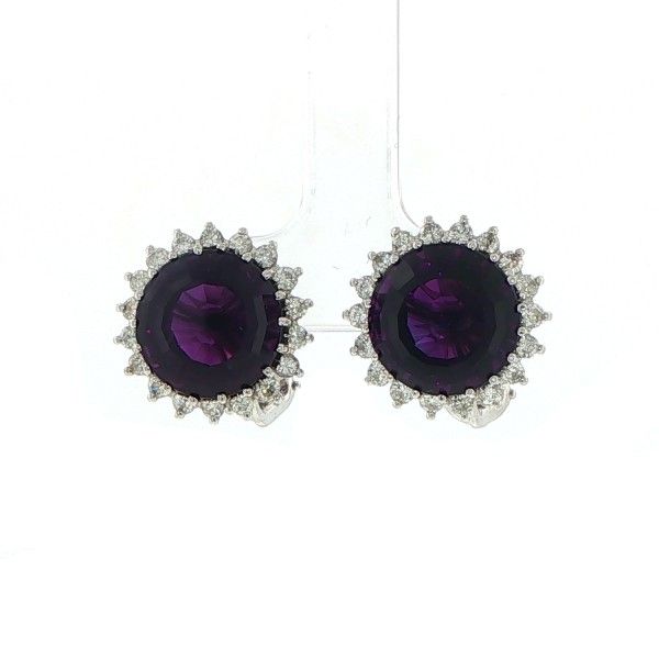 14kw 1cttw Diamond and Amethyst Earrings Dickinson Jewelers Dunkirk, MD