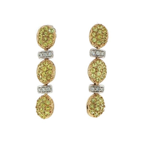 14Kt Yellow Diamond and Peridot Clusters Dangle Earrings Dickinson Jewelers Dunkirk, MD