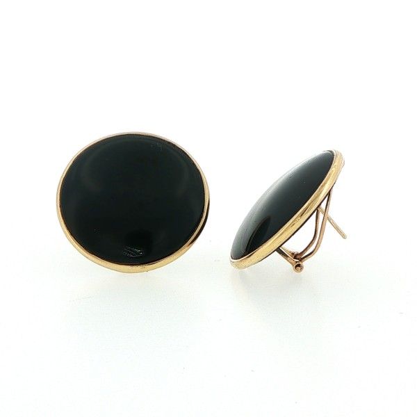 14Kt Yellow Gold Round Black Onyx Earrings Dickinson Jewelers Dunkirk, MD