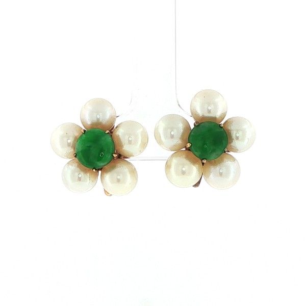 Estate Pearl and Jade Earrings Dickinson Jewelers Dunkirk, MD