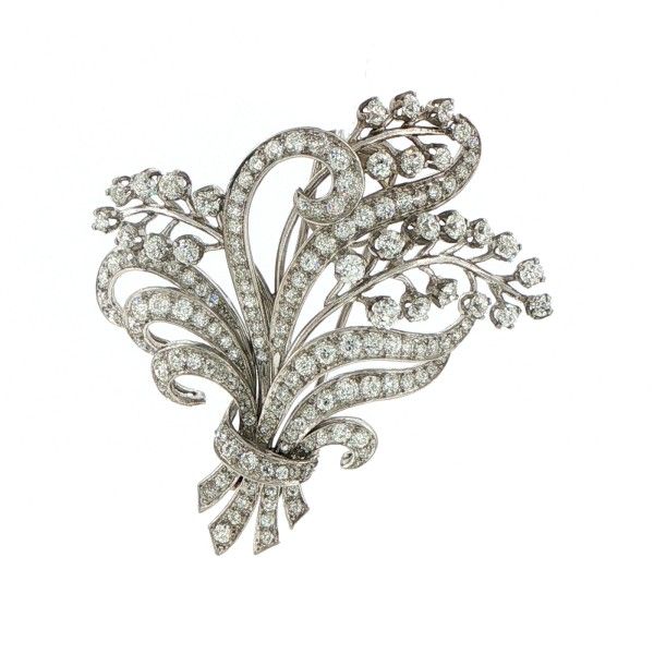 Estate Platinum Diamond Fancy Brooch Dickinson Jewelers Dunkirk, MD