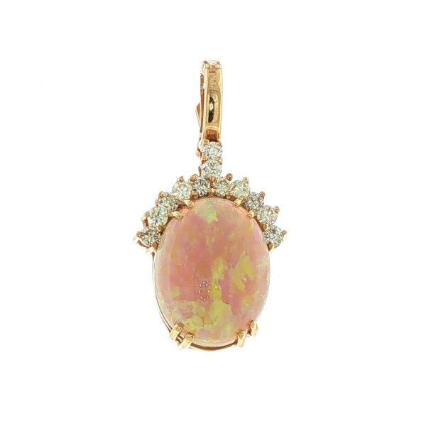 14K Yellow Diamond and Opal Pendant Dickinson Jewelers Dunkirk, MD