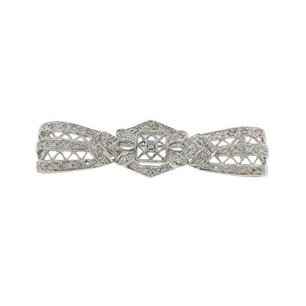 14K White Diamond Bow Motif Brooch Dickinson Jewelers Dunkirk, MD