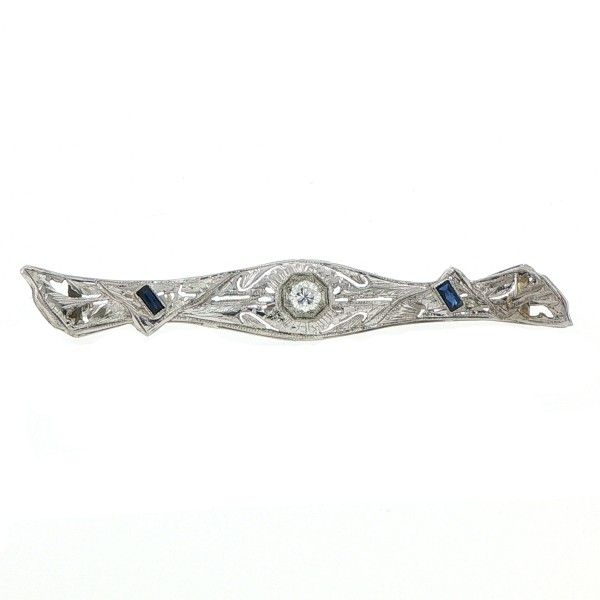 14K White Diamond and Sapphire Brooch Dickinson Jewelers Dunkirk, MD