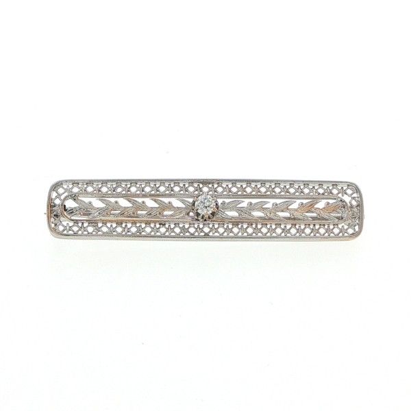 14K White Diamond Leaf Motif Brooch Dickinson Jewelers Dunkirk, MD