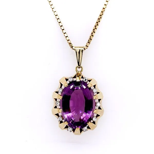 14k Yellow Gold Amethyst And Diamond Pendant Dickinson Jewelers Dunkirk, MD