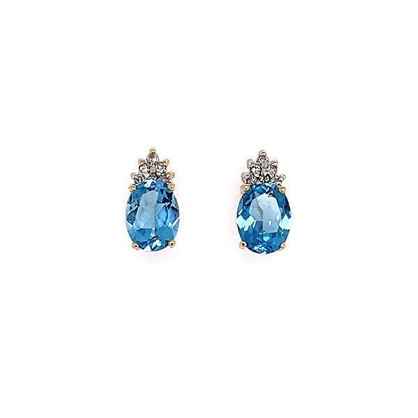 14k Yellow Gold Blue Topaz And Diamond Earrings Dickinson Jewelers Dunkirk, MD