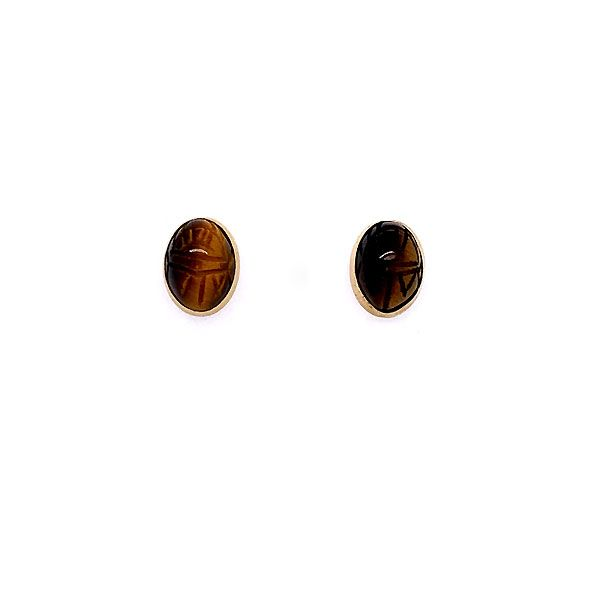 14k Yellow Gold Carved Tiger's Eye Earrings Dickinson Jewelers Dunkirk, MD