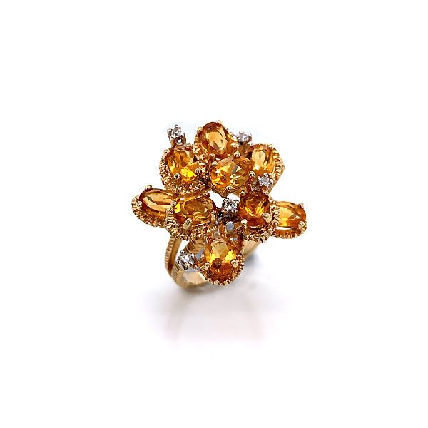 14k Yellow Gold Citrine And Diamond Cocktail Ring Dickinson Jewelers Dunkirk, MD