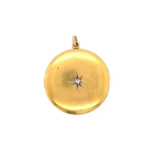 14k Yellow Gold Bloomed Gold Diamond Accent Victorian Locket Dickinson Jewelers Dunkirk, MD