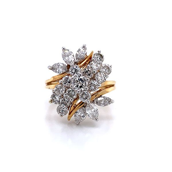 14k Yellow Gold Diamond Cluster Ring Dickinson Jewelers Dunkirk, MD