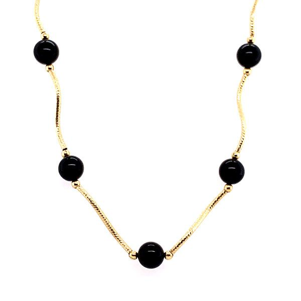 14k Yellow Gold And Onyx Station Necklace Dickinson Jewelers Dunkirk, MD