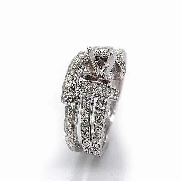 14k White Gold Diamond Engagement Ring Mounting And Band Dickinson Jewelers Dunkirk, MD