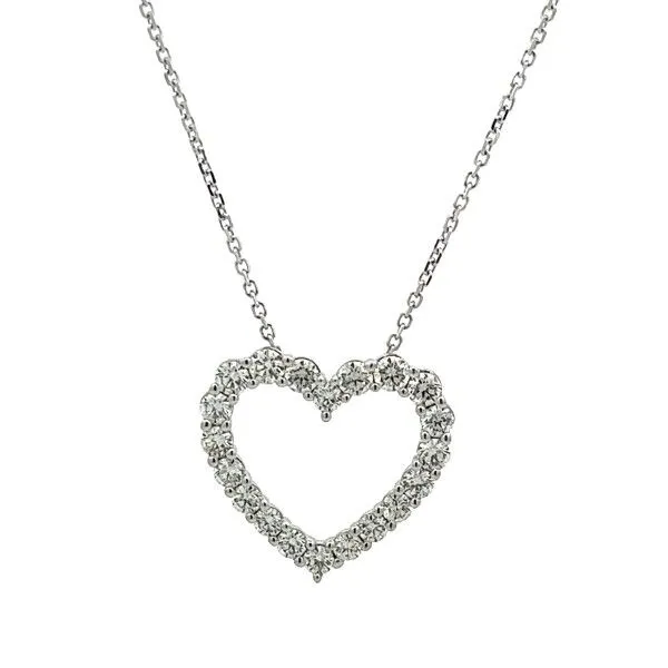 Estate 14Kt White 1cttw Diamond Heart Pendant on Chain Dickinson Jewelers Dunkirk, MD