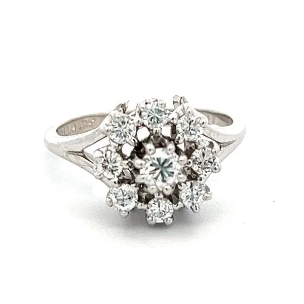 Estate 14Kt White Diamond Halo Cluster Ring Dickinson Jewelers Dunkirk, MD