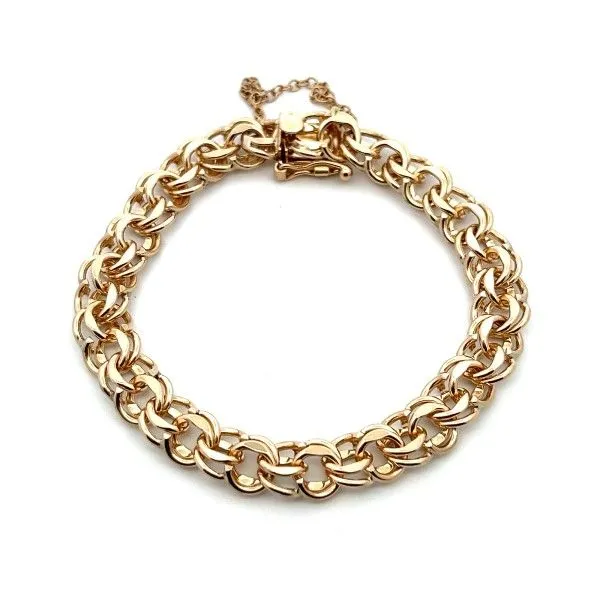 Estate 14Kt 7.25" Double Link Charm Bracelet Dickinson Jewelers Dunkirk, MD