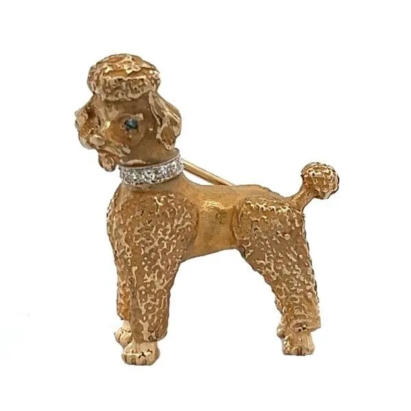 Estate 14Kt Yellow Poodle Pin With Diamonds Dickinson Jewelers Dunkirk, MD