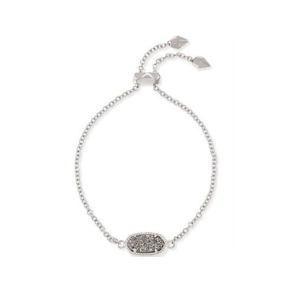 Kendra Scott Elaina Silver Adjustable Chain Bracelet In Platinum Drusy Dickinson Jewelers Dunkirk, MD