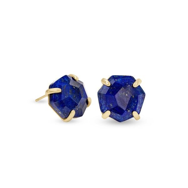 Kendra Scott Ryan Gold Stud Earrings In Blue Lapis Dickinson Jewelers Dunkirk, MD