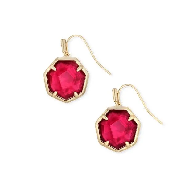 Kendra Scott Cynthia Gold Drop Earrings In Berry Illusion