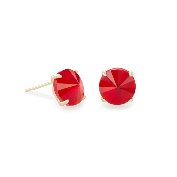 Kendra Scott Jolie Gold Stud Earrings In Cherry Red Illusion Dickinson Jewelers Dunkirk, MD