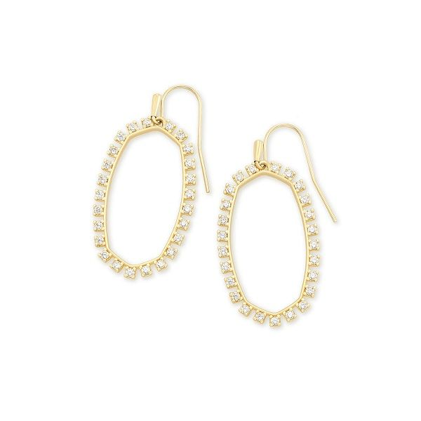 Kendra Scott Elle Open Frame Crystal Drop Earrings in Gold Dickinson Jewelers Dunkirk, MD