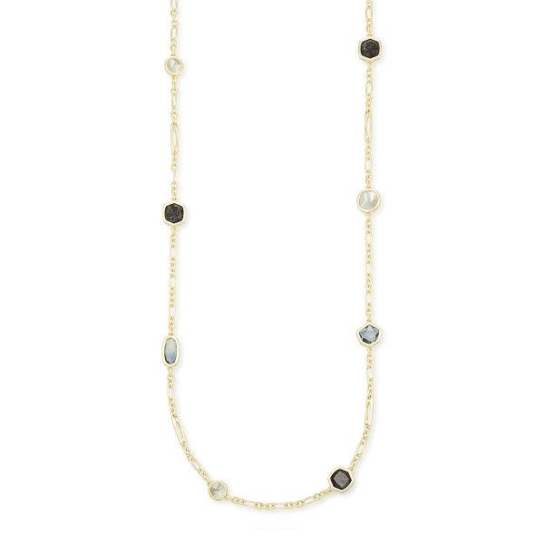 Kendra Scott Natalia Gold Long Necklace In Steel Gray Mix Dickinson Jewelers Dunkirk, MD